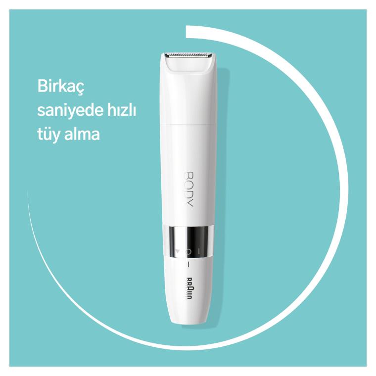 Braun Body Mini Trimmer BS1000 Vücut Tüy Kesme Makinesi + Düzeltici Tarak, Pil ve Temizleme Fırçası