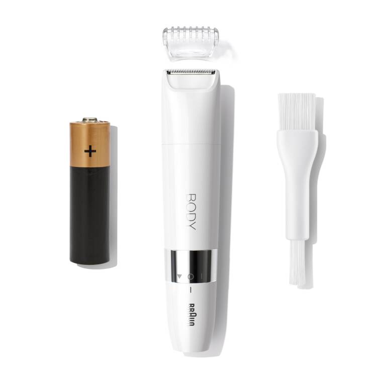 Braun Body Mini Trimmer BS1000 Vücut Tüy Kesme Makinesi + Düzeltici Tarak, Pil ve Temizleme Fırçası