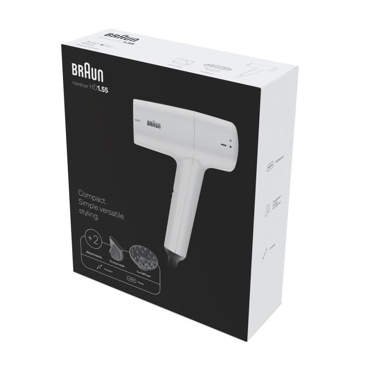 Braun BRHD155E HD1.55 Difüzörlü Saç Kurutma Makinesi, 2 Başlıklı, 1800W