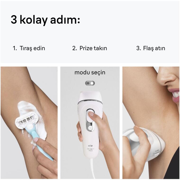 Braun IPL Silk·expert Pro 3, Evde Tüy Alma, Çanta, Venus Tıraş Makinesi, 2 Başlık ile, PL3122