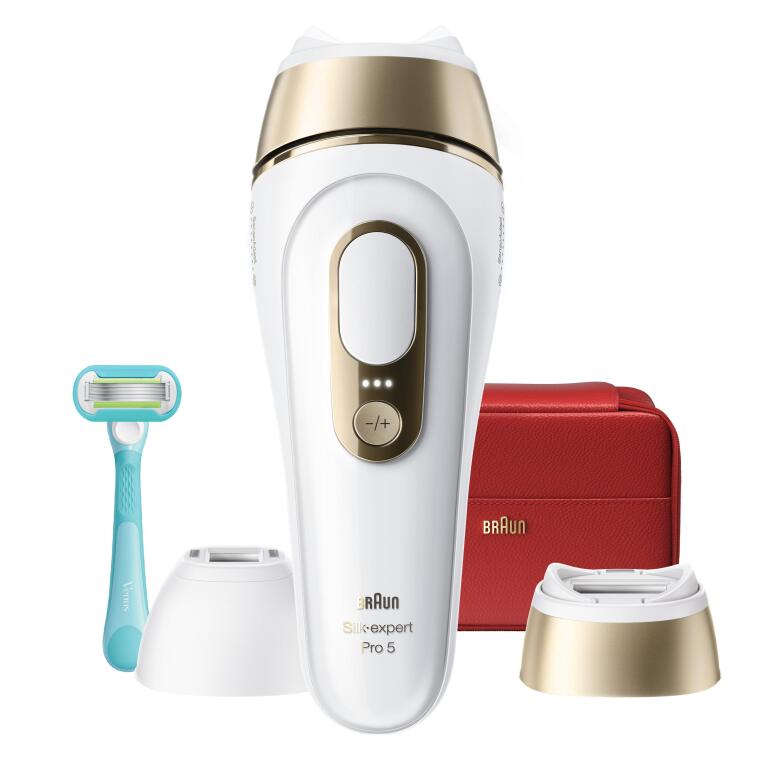 Braun IPL Silk·expert Pro 5, Evde Lazerle Tüy Alma, Çanta, Gillette Venus, 2 Başlık, PL5221