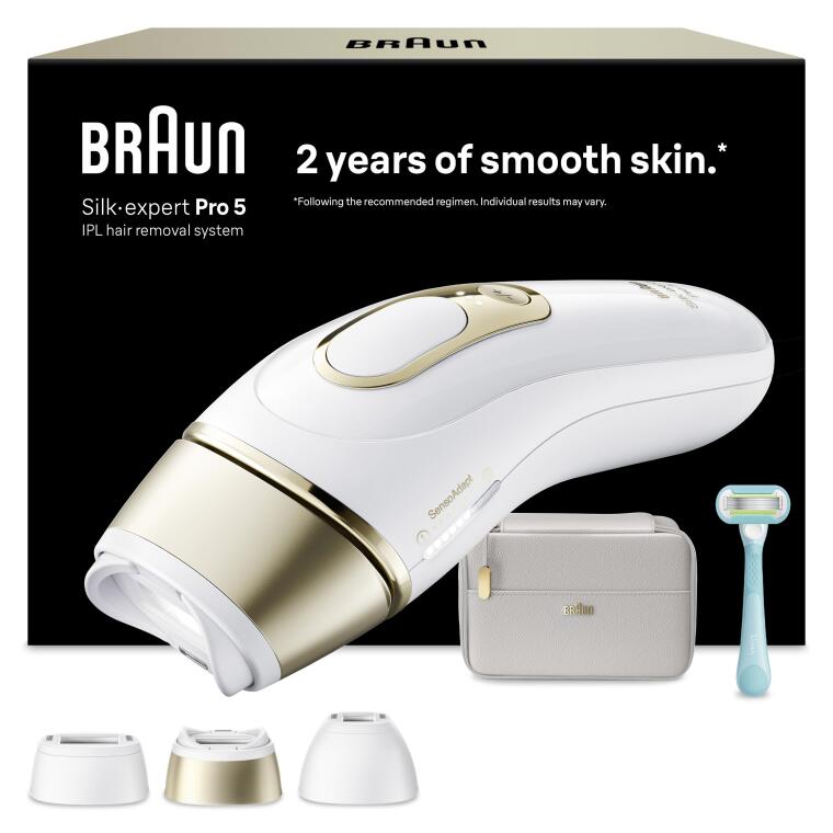 Braun IPL Silk·expert Pro 5, Evde Lazerle Tüy Alma, Çanta, Gillette Venus, 3 Başlık, PL5311