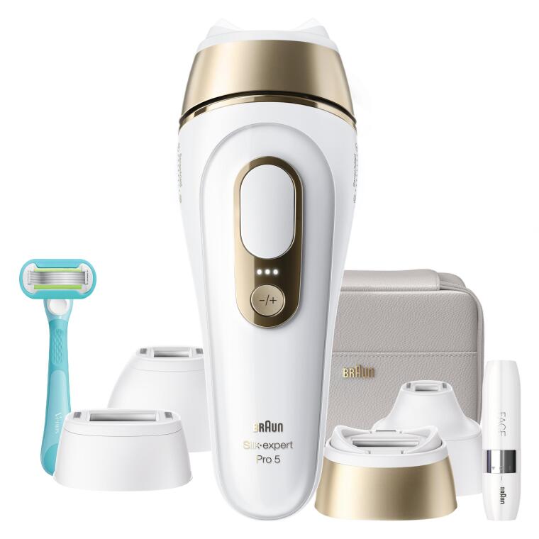 Braun IPL Silk·expert Pro 5, Evde Lazerle Tüy Alma, Mini Yüz Tüy Alma Cihazı, 4 Başlık, PL5412