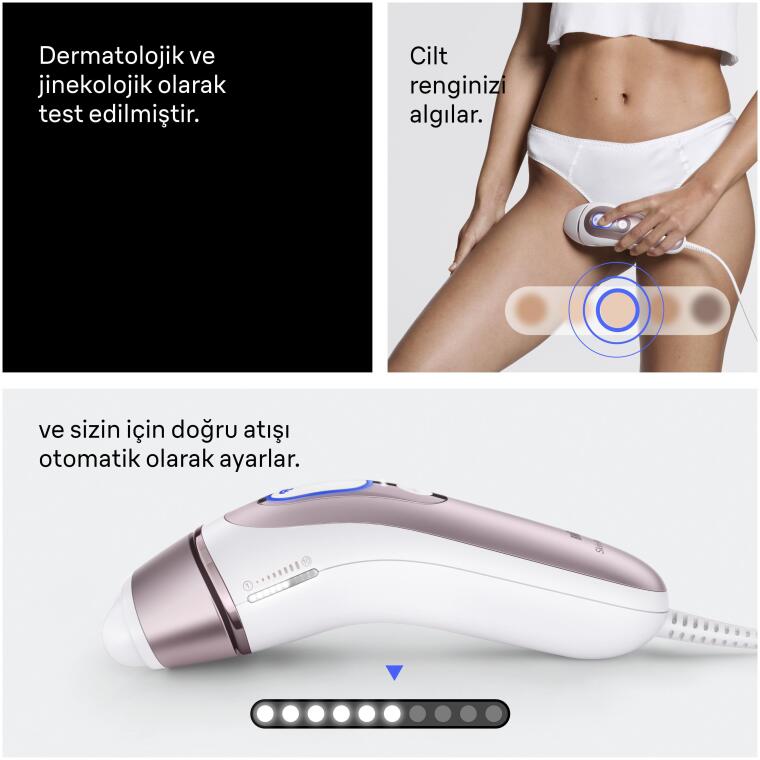 Braun IPL Skin i·expert, Evde Lazerle Tüy Alma, App ile, Çanta, Gillette Venus, 4 Başlık, PL7431