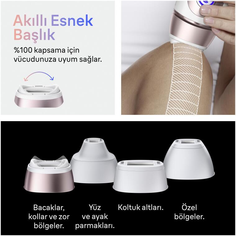 Braun IPL Skin i·expert, Evde Lazerle Tüy Alma, App ile, Mini Yüz Tüy Alma Cihazı, 4 Başlık, PL7432