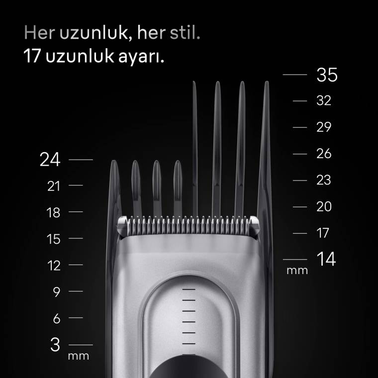 Braun Saç Kesme Makinesi Series 7, +5 Aksesuar, Ömür Boyu Keskin Bıçak, 17 Uzunluk, HC7590