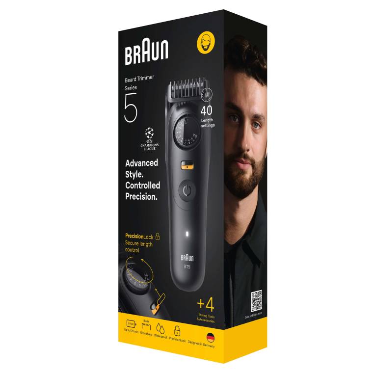Braun Sakal Düzeltici Series 5, +4 Aksesuar, 40 Uzunluk, Keskin Bıçak, BT5520