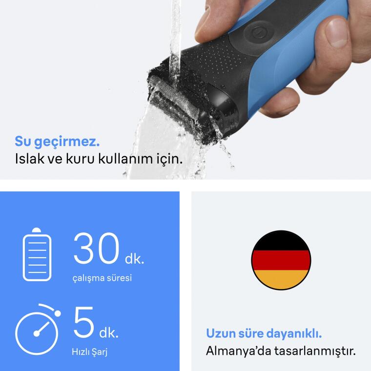 Braun Series 3 Elektrikli Sakal Şekillendirici ve Tıraş Makinesi, Islak ve Kuru, 310BT