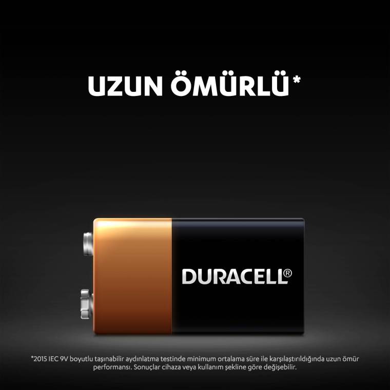 Duracell Alkalin 9V Pil, (6LR61 / MN1604), 1'li Paket