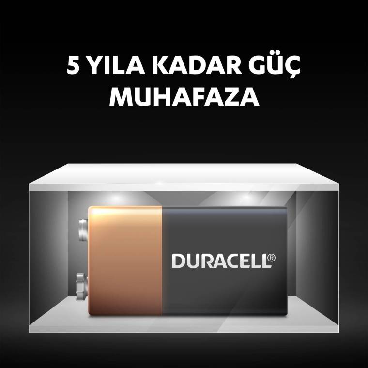 Duracell Alkalin 9V Pil, (6LR61 / MN1604), 1'li Paket