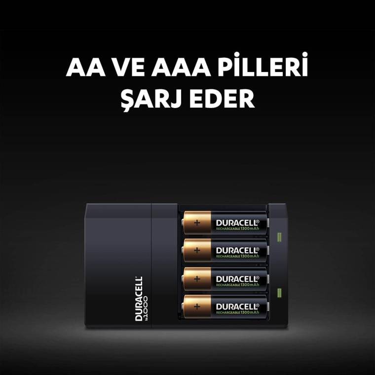 Duracell CEF 14 Şarj Aleti + 2'şer adet AA ve AAA Pil (Duracell 4 saat Şarj Cihazı, 1 adet)