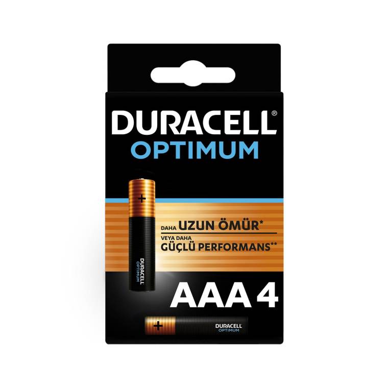 Duracell Optimum AAA Alkalin Pil, 1,5 V LR03 MN2400, 4’lü paket