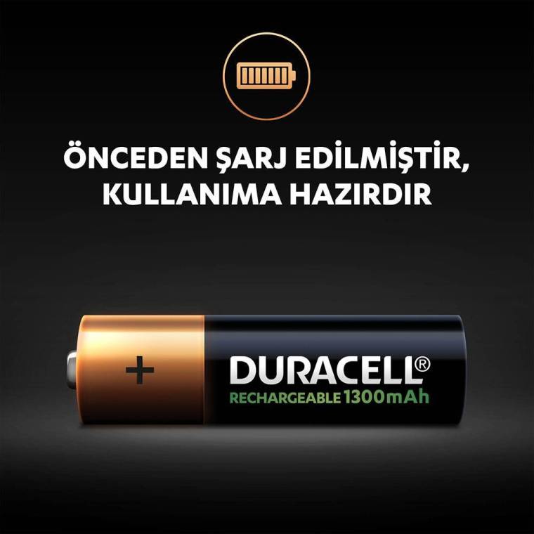 Duracell Şarj Edilebilir AA 1300mAh Piller, 2’li paket