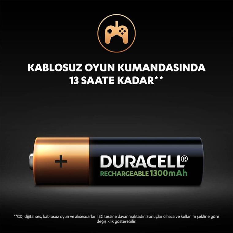 Duracell Şarj Edilebilir AA 1300mAh Piller, 2’li paket