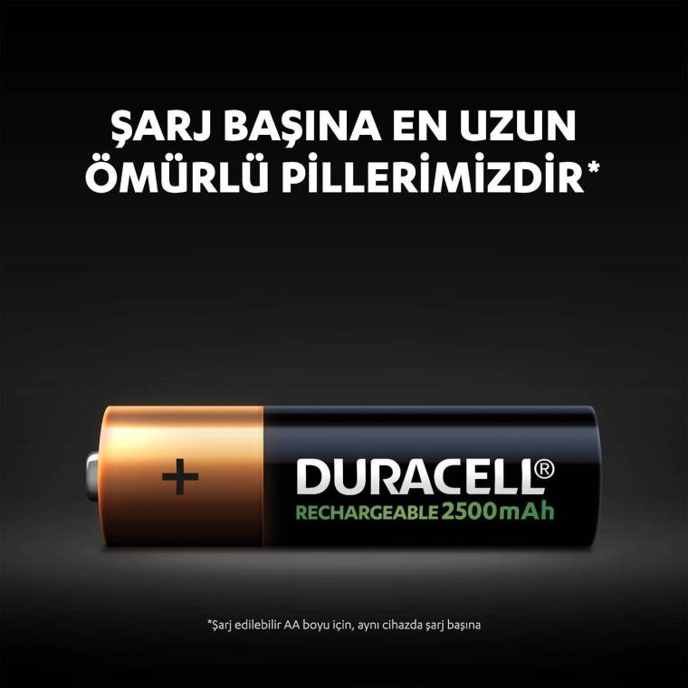 Duracell Şarj Edilebilir AA 2500mAh Piller, 2’li paket