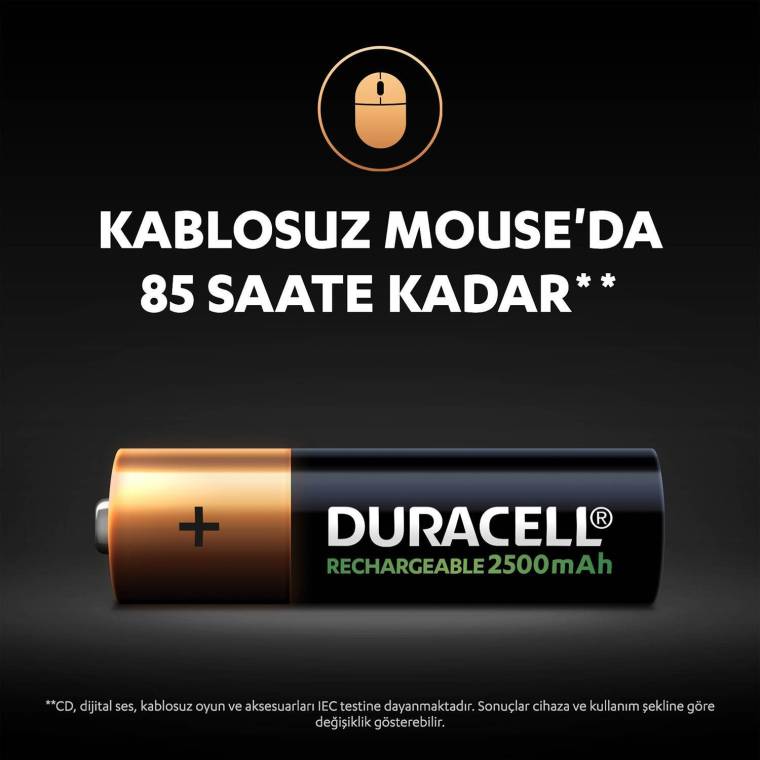 Duracell Şarj Edilebilir AA 2500mAh Piller, 2’li paket