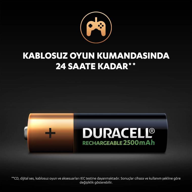 Duracell Şarj Edilebilir AA 2500mAh Piller, 2’li paket