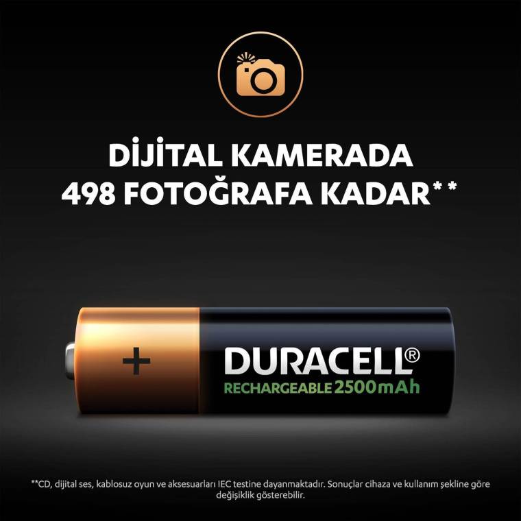 Duracell Şarj Edilebilir AA 2500mAh Piller, 2’li paket