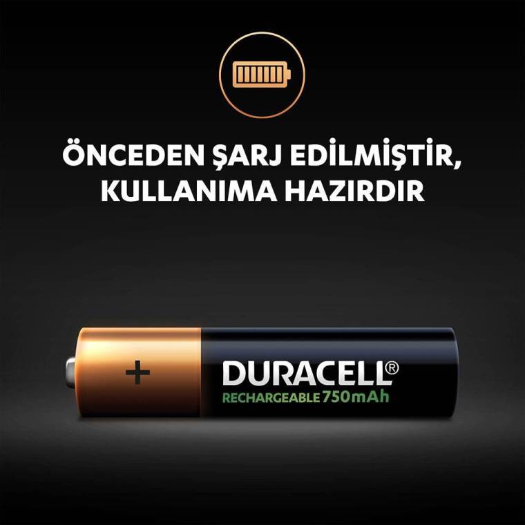 Duracell Şarj Edilebilir AAA 750mAh Piller, 2’li paket