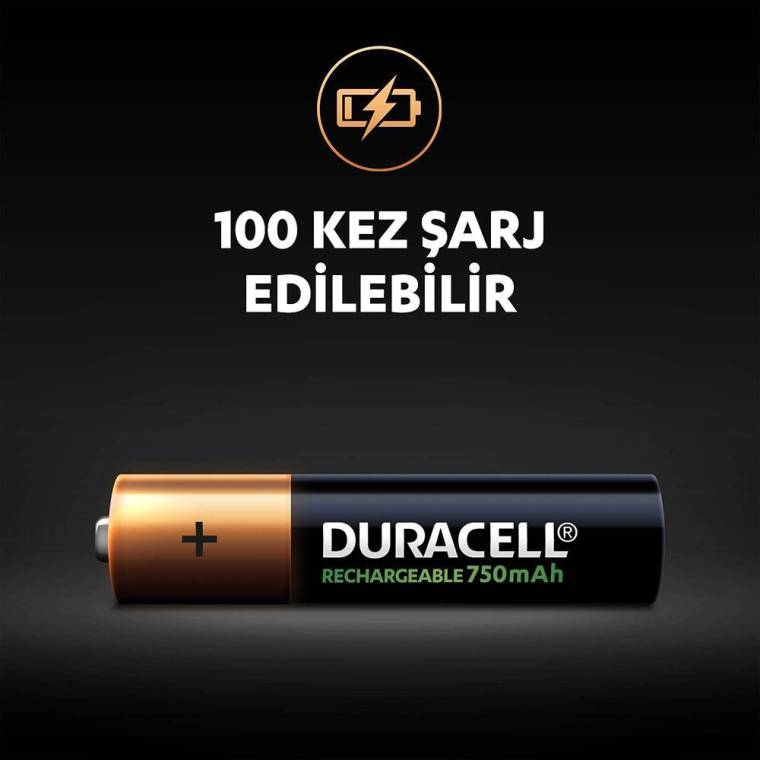 Duracell Şarj Edilebilir AAA 750mAh Piller, 2’li paket