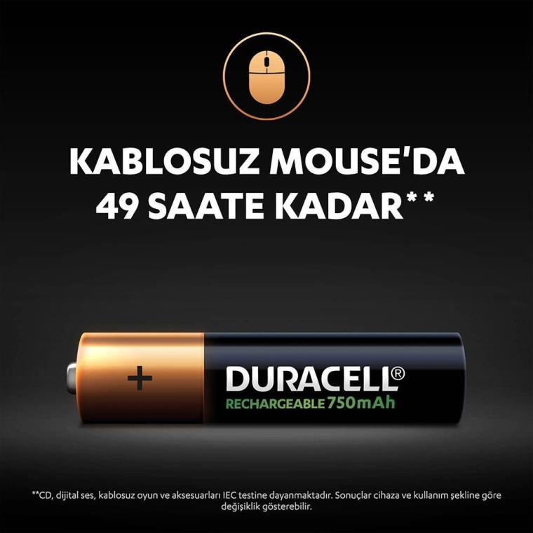 Duracell Şarj Edilebilir AAA 750mAh Piller, 2’li paket