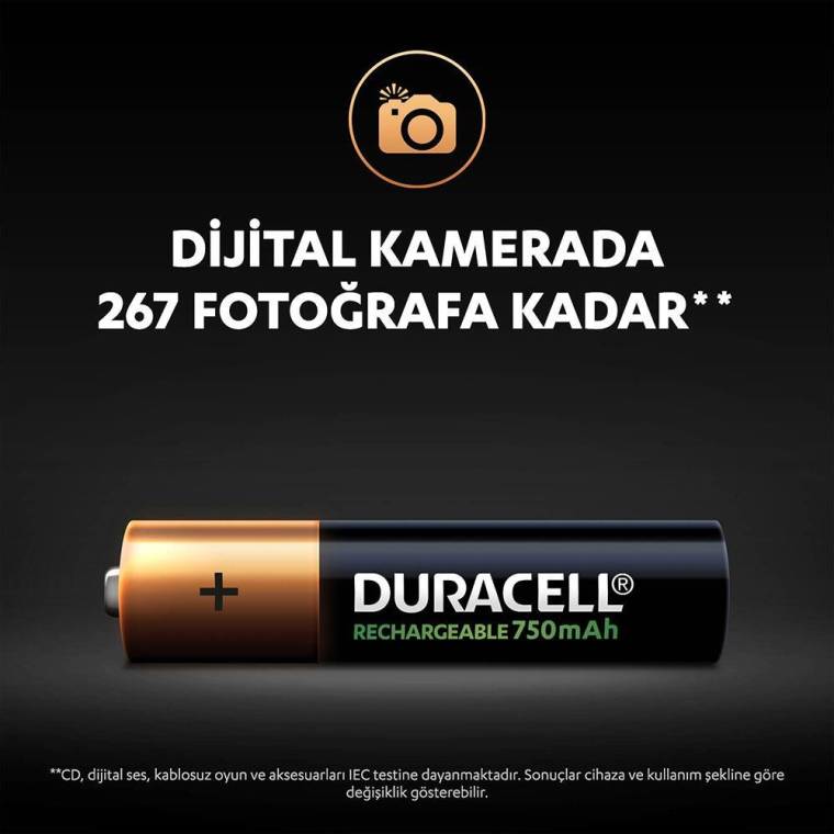 Duracell Şarj Edilebilir AAA 750mAh Piller, 2’li paket