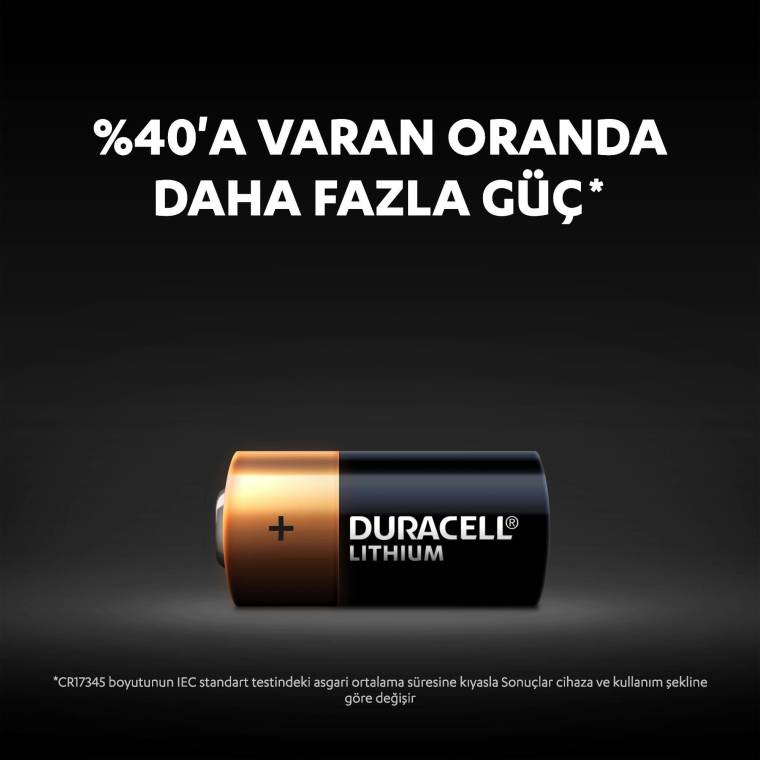 Duracell Yüksek Güçlü Lityum 123 Pil 3V, 2'li paket (CR123 / CR123A / CR17345)