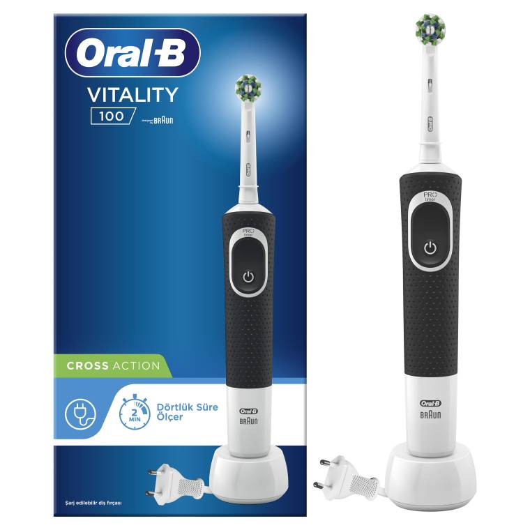 Oral-B D100 Vitality Cross Action Şarjlı Diş Fırçası - Siyah