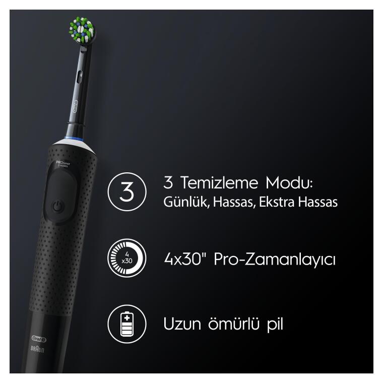 Oral-B D103 Vitality Pro Cross Action Şarjlı Diş Fırçası 2'li Avantaj Paketi - Siyah / Lila