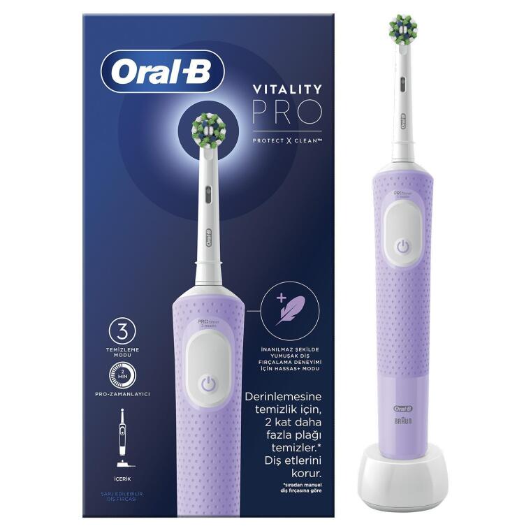 Oral-B D103 Vitality Pro Cross Action Şarjlı Diş Fırçası - Lila