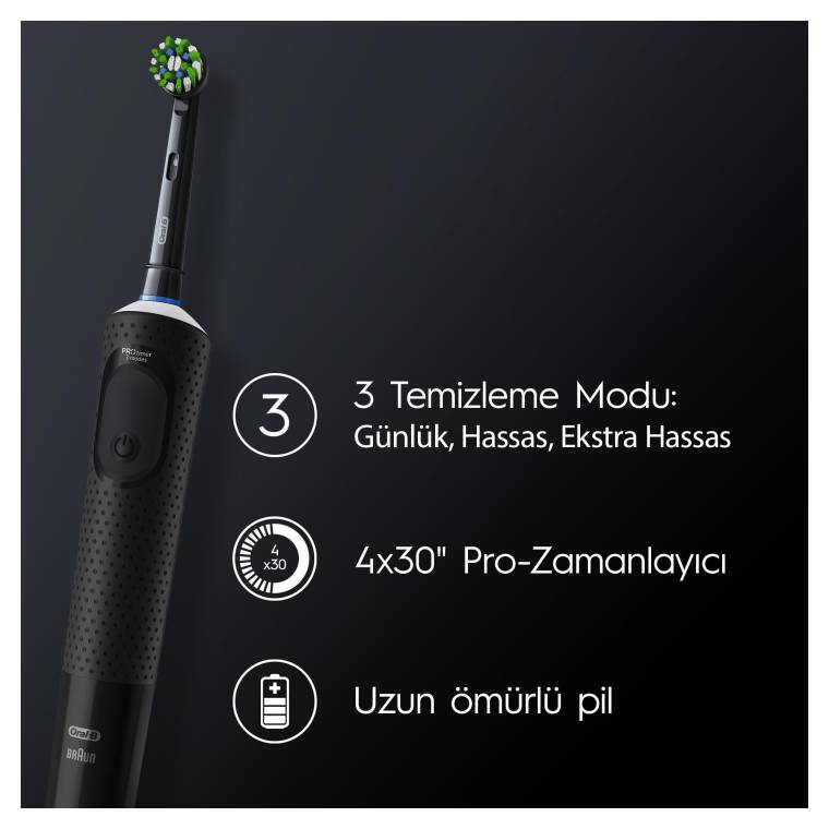 Oral-B D103 Vitality Pro Protect x Clean Şarjlı Diş Fırçası - Siyah