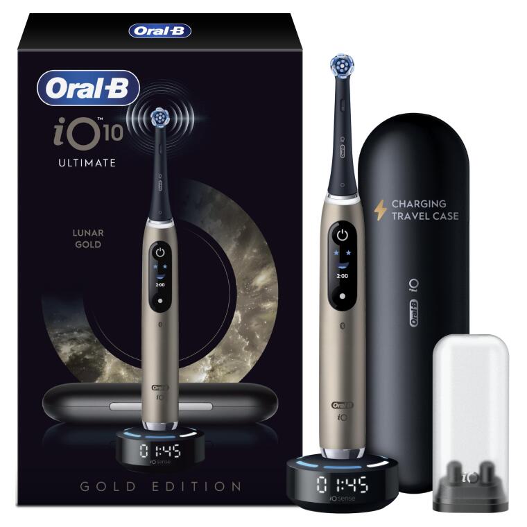 Oral-B iO10 Gold Şarjlı/Elektrikli Diş Fırçası, 1 Fırça Başlığı, Hızlı Manyetik Şarj Cihazı, Uzun Ömürlü Pil, Şarj Eden Seyahat Kabı