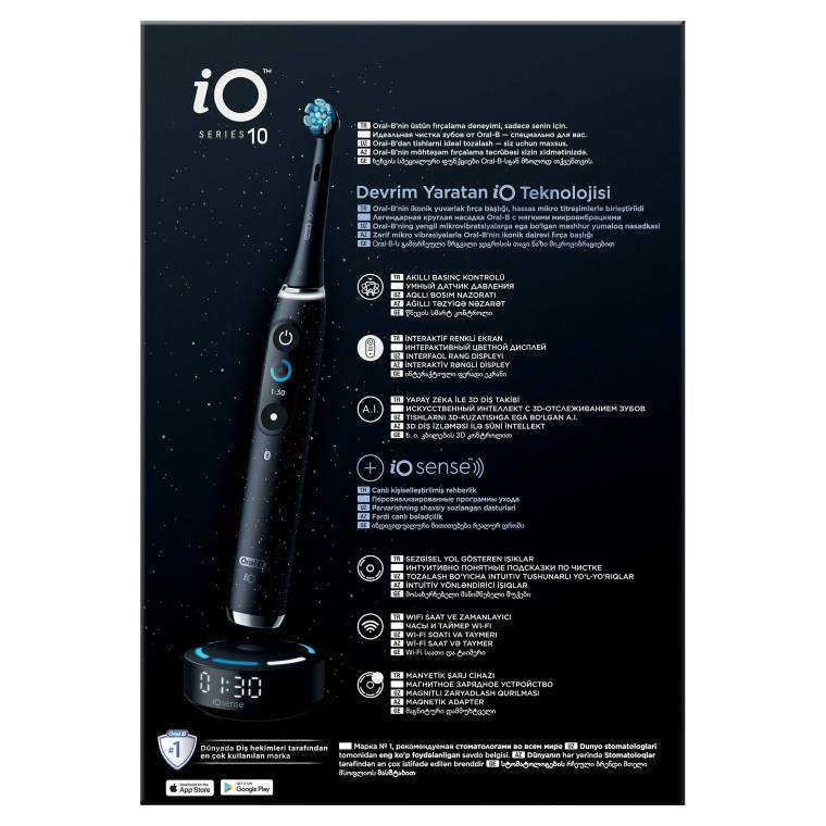 Oral-B iO10 Kozmik Siyah Şarjlı/Elektrikli Diş Fırçası, 1 Fırça Başlığı, Hızlı Manyetik Şarj Cihazı, Uzun Ömürlü Pil, Şarj Eden Seyahat Kabı