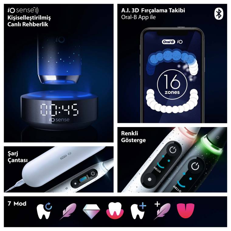 Oral-B iO10 Kozmik Siyah Şarjlı/Elektrikli Diş Fırçası, 1 Fırça Başlığı, Hızlı Manyetik Şarj Cihazı, Uzun Ömürlü Pil, Şarj Eden Seyahat Kabı