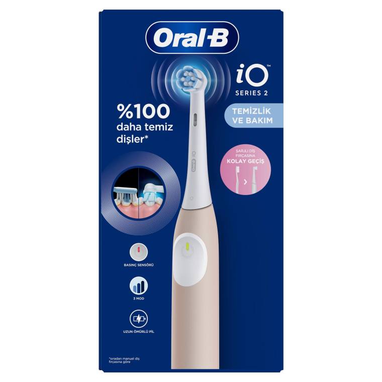 Oral-B iO2 Pembe Şarjlı/Elektrikli Diş Fırçası, 1 Fırça Başlığı, Tek Şarjda 4 Haftaya Varan Kullanım