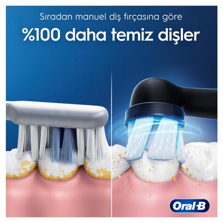Oral-B iO2 Siyah Şarjlı/Elektrikli Diş Fırçası, 1 Fırça Başlığı, Tek Şarjda 4 Haftaya Varan Kullanım, Seyahat Kabı