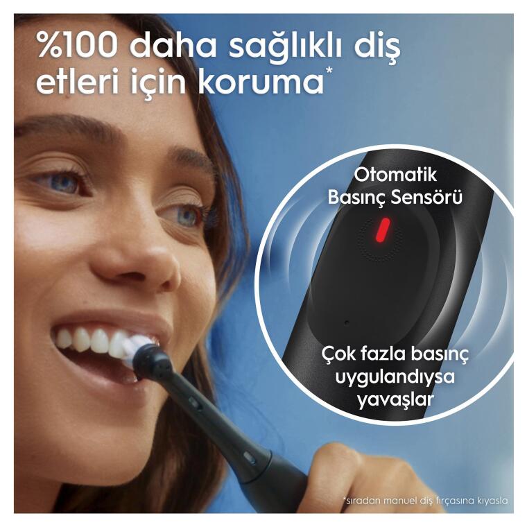 Oral-B iO2 Siyah Şarjlı/Elektrikli Diş Fırçası, 1 Fırça Başlığı, Tek Şarjda 4 Haftaya Varan Kullanım, Seyahat Kabı