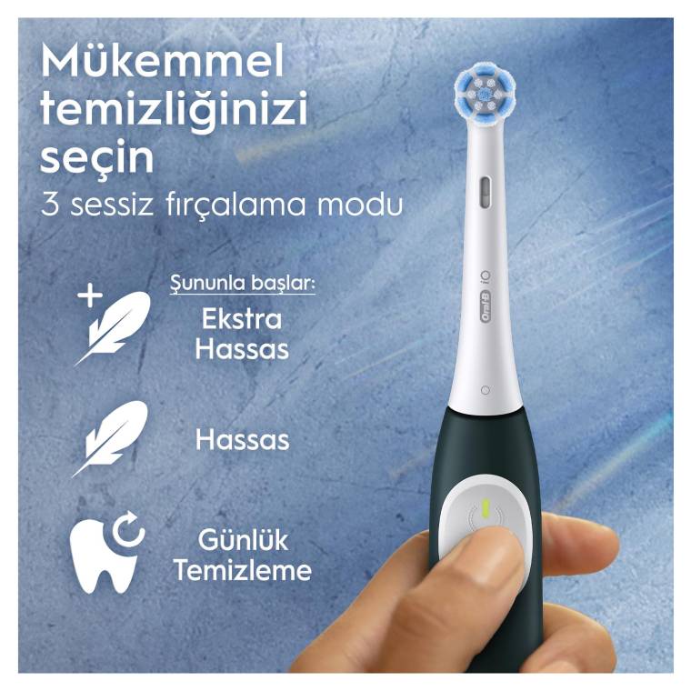 Oral-B iO2 Orman Yeşili Şarjlı/Elektrikli Diş Fırçası, 1 Fırça Başlığı, Tek Şarjda 4 Haftaya Varan Kullanım, Seyahat Kabı
