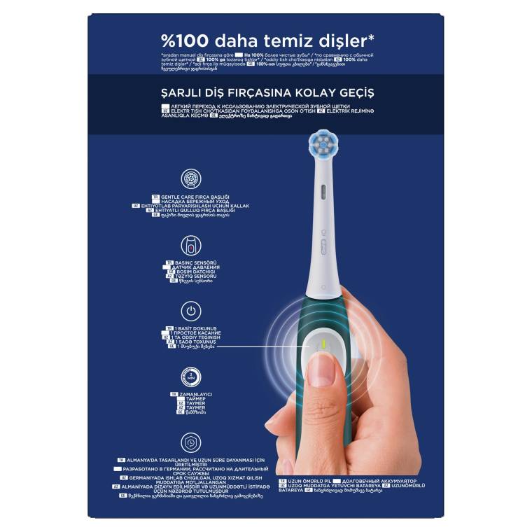 Oral-B iO2 Orman Yeşili Şarjlı/Elektrikli Diş Fırçası, 1 Fırça Başlığı, Tek Şarjda 4 Haftaya Varan Kullanım, Seyahat Kabı