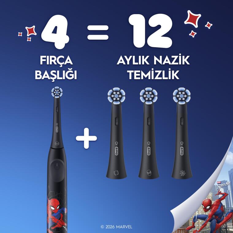 Oral-B iO Çocuk 6+ Marvel Spider Şarjlı Diş Fırçası Yedek Başlığı 4 Adet