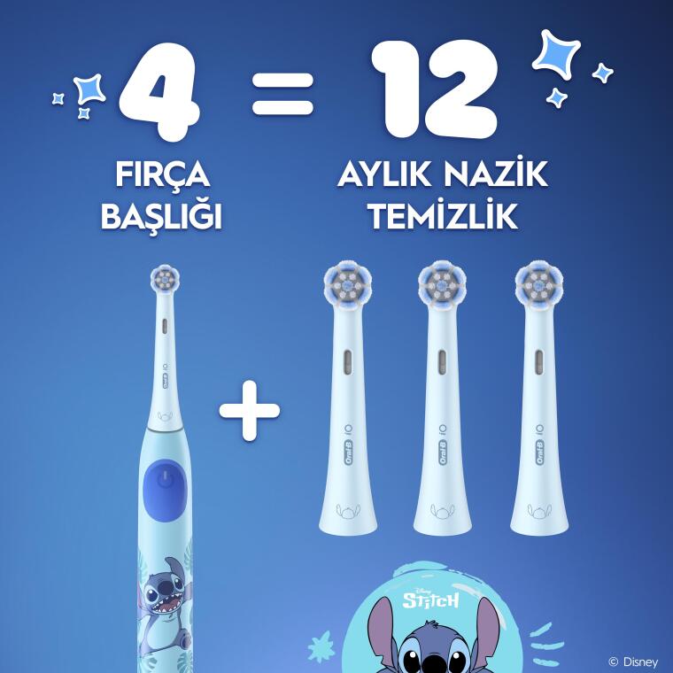 Oral-B iO Çocuk 6+ Stitch Diş Fırçası Yedek Başlığı 4 Adet