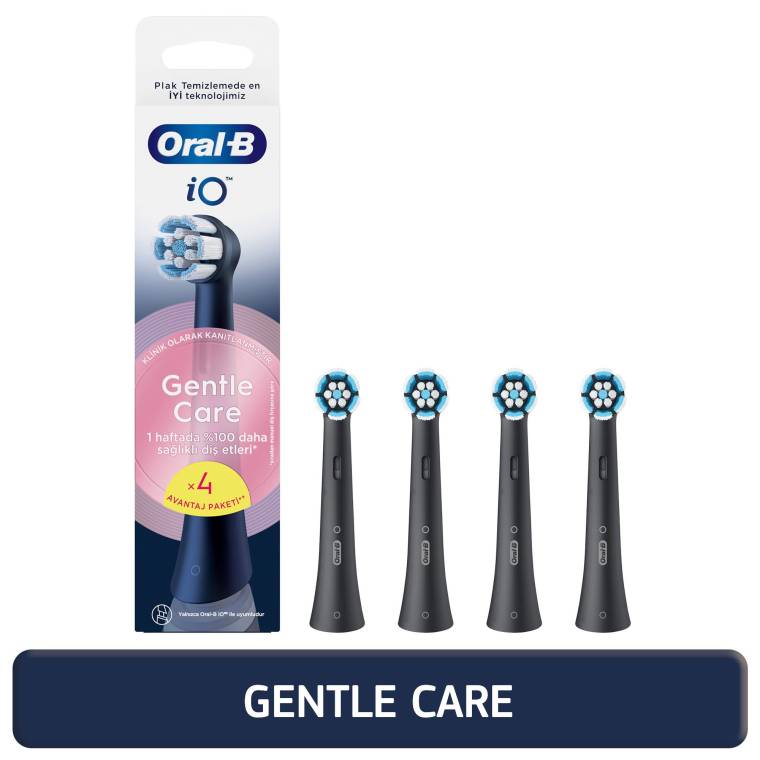 Oral-B iO Gentle Care Siyah Diş Fırçası Yedek Başlığı 4 Adet