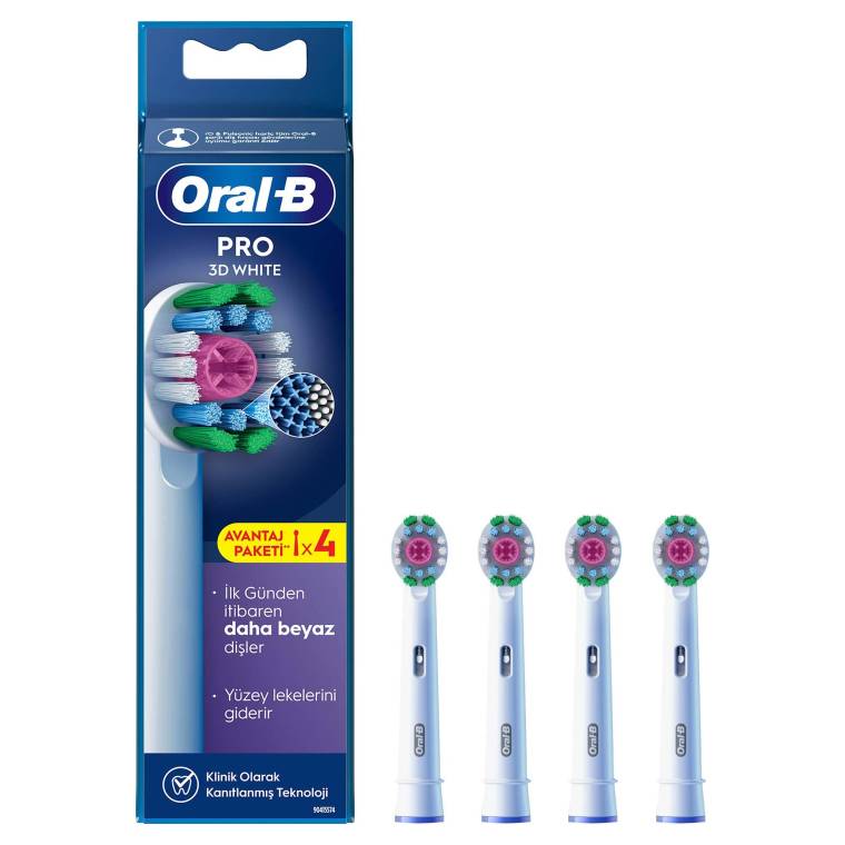 Oral-B Pro 3D White X-Filament Şarjlı Diş Fırçası Yedek Başlığı 4 Adet