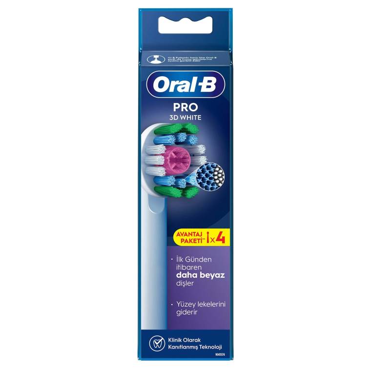 Oral-B Pro 3D White X-Filament Şarjlı Diş Fırçası Yedek Başlığı 4 Adet