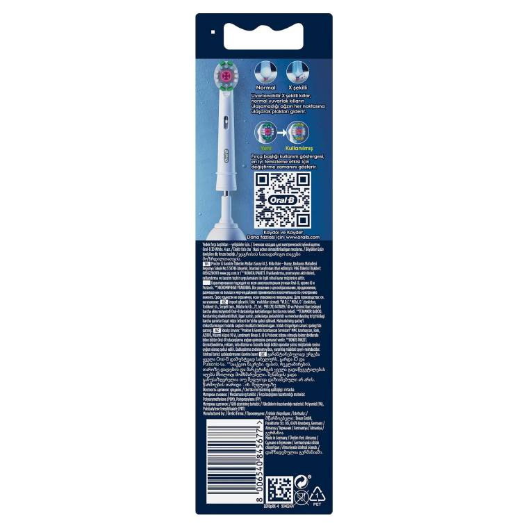 Oral-B Pro 3D White X-Filament Şarjlı Diş Fırçası Yedek Başlığı 4 Adet