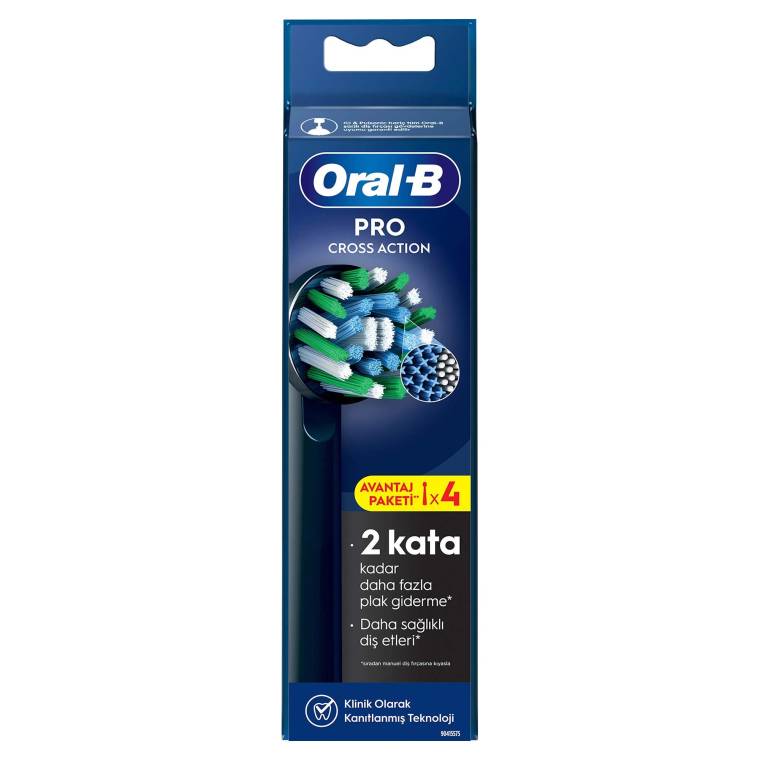 Oral-B Pro Cross Action X-Filament Siyah Şarjlı Diş Fırçası Yedek Başlığı 4 Adet
