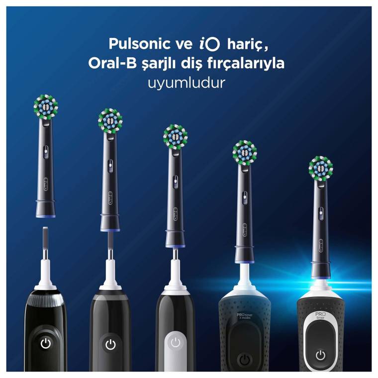 Oral-B Pro Cross Action X-Filament Siyah Şarjlı Diş Fırçası Yedek Başlığı 4 Adet