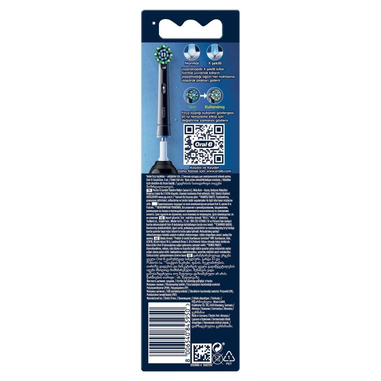 Oral-B Pro Cross Action X-Filament Siyah Şarjlı Diş Fırçası Yedek Başlığı 4 Adet