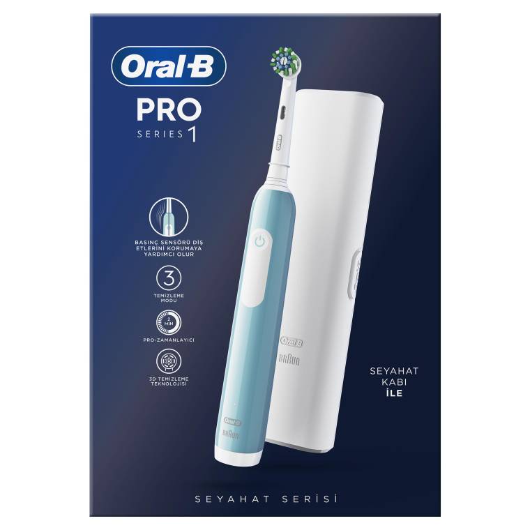 Oral-B Pro Series 1 Şarjlı Diş Fırçası Mavi + Seyahat Kabı