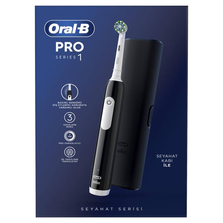 Oral-B Pro Series 1 Şarjlı Diş Fırçası Siyah + Seyahat Kabı